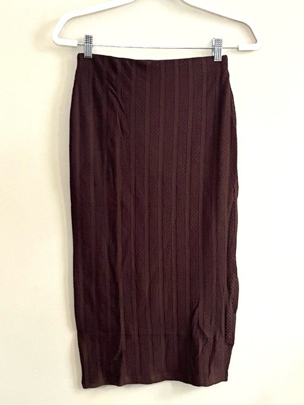 The Workshop brown High Waist Side Slit Knit Midi skirt size medium